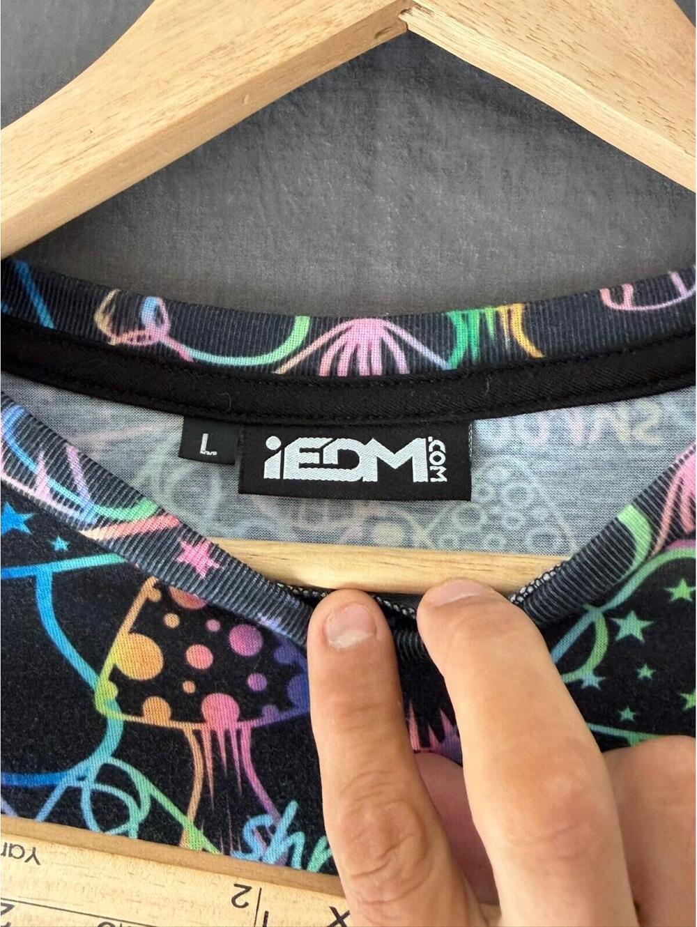 iEDM Shrooms Mushroom T Shirt Large L Neon Rainbow Rave Festival EDM Graphic Tee - Picture 2 of 5
